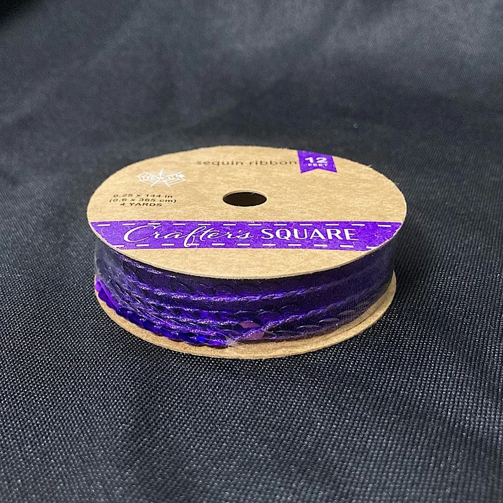 💫 Crafter’s Square Purple Sequin Ribbon 0.25” x 144”